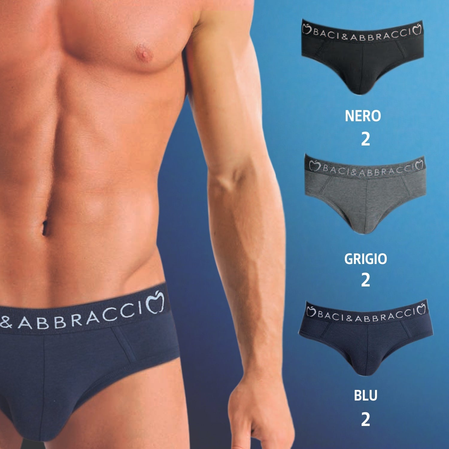 Baci & Abbracci Pacco Da 6 Slip Uomo In Cotone Art. Bao1103