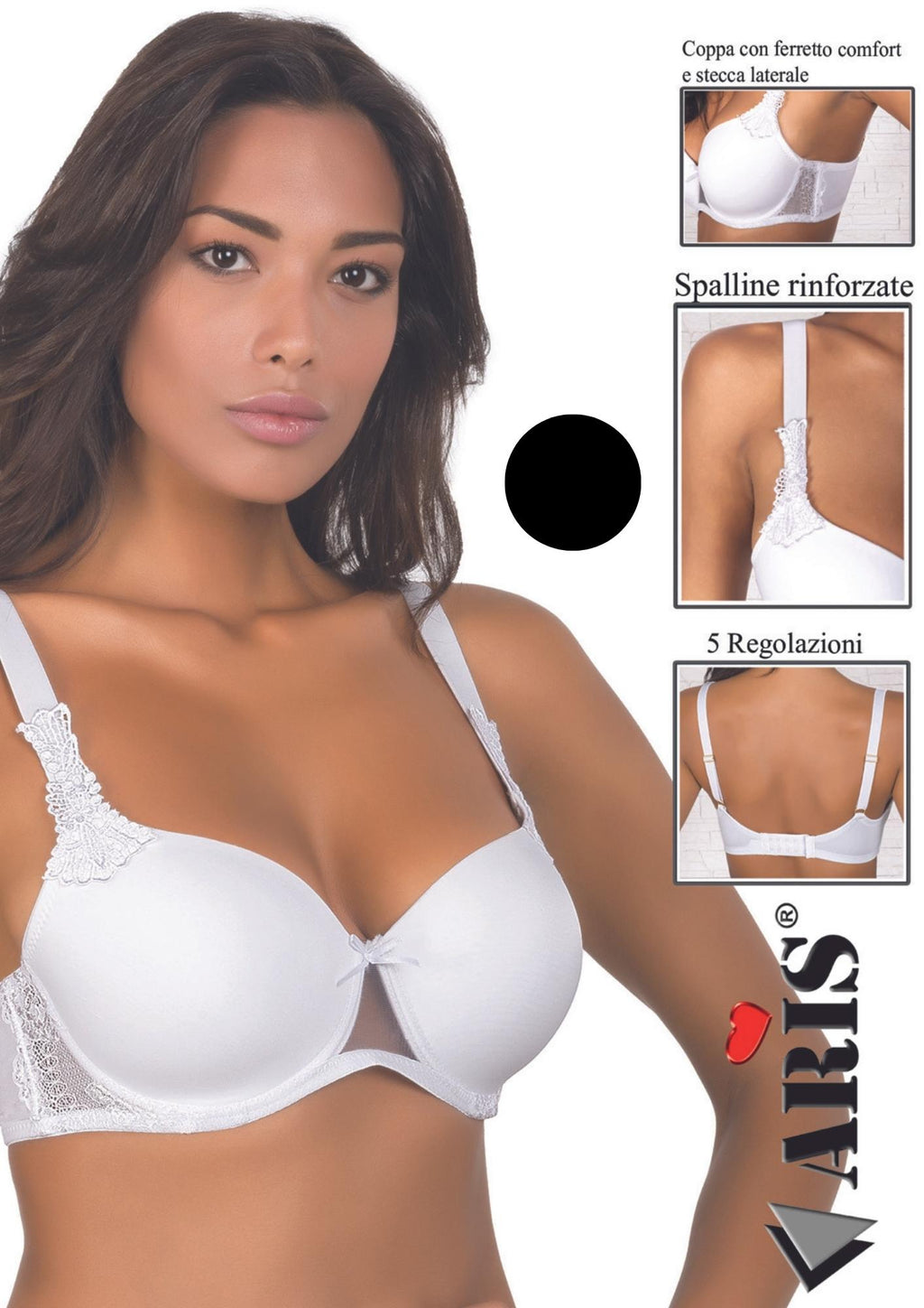 Reggiseno In Microfibra Coppa C Imbottita Con Inserto In Pizzo  Aris2005