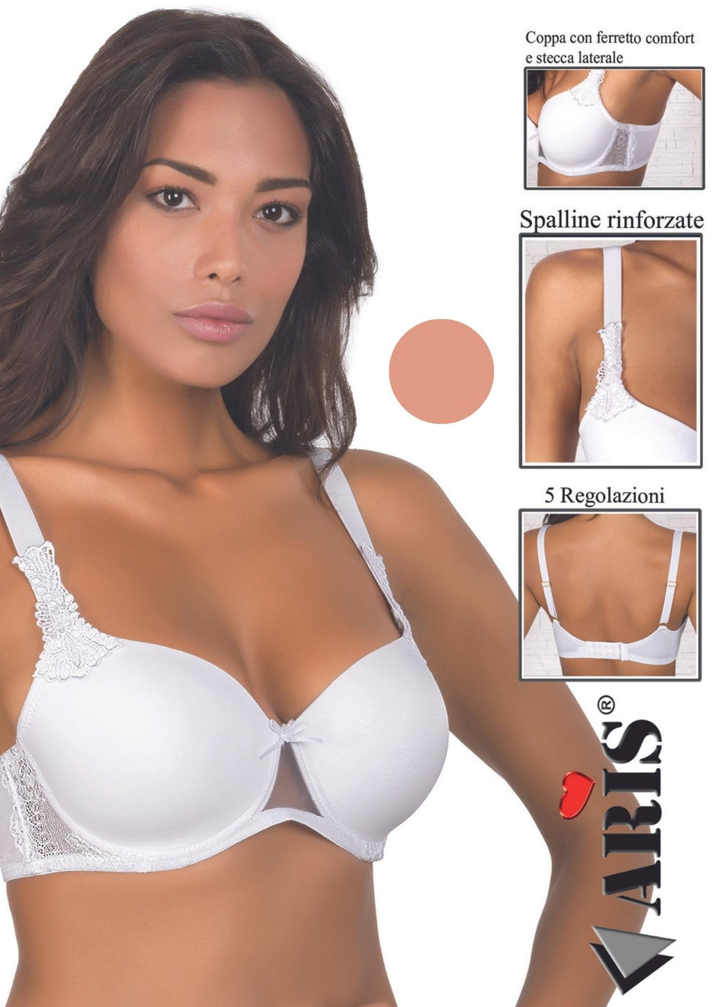 Reggiseno In Microfibra Coppa C Imbottita Con Inserto In Pizzo  Aris2005