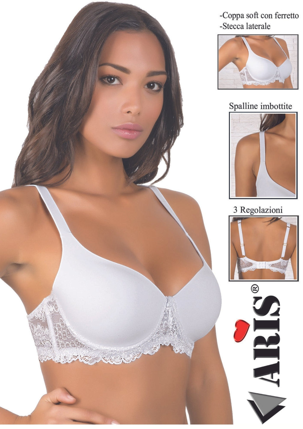 Reggiseno In Microfibra E Pizzo Coppa C Preformata Imbottita  Aris2008