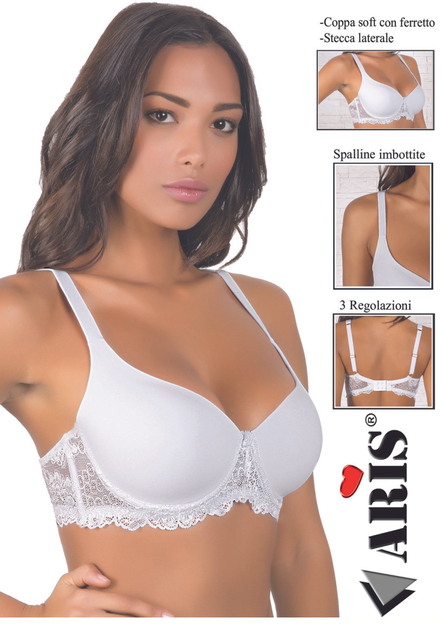 Reggiseno In Microfibra E Pizzo Coppa C Preformata Imbottita  Aris2008