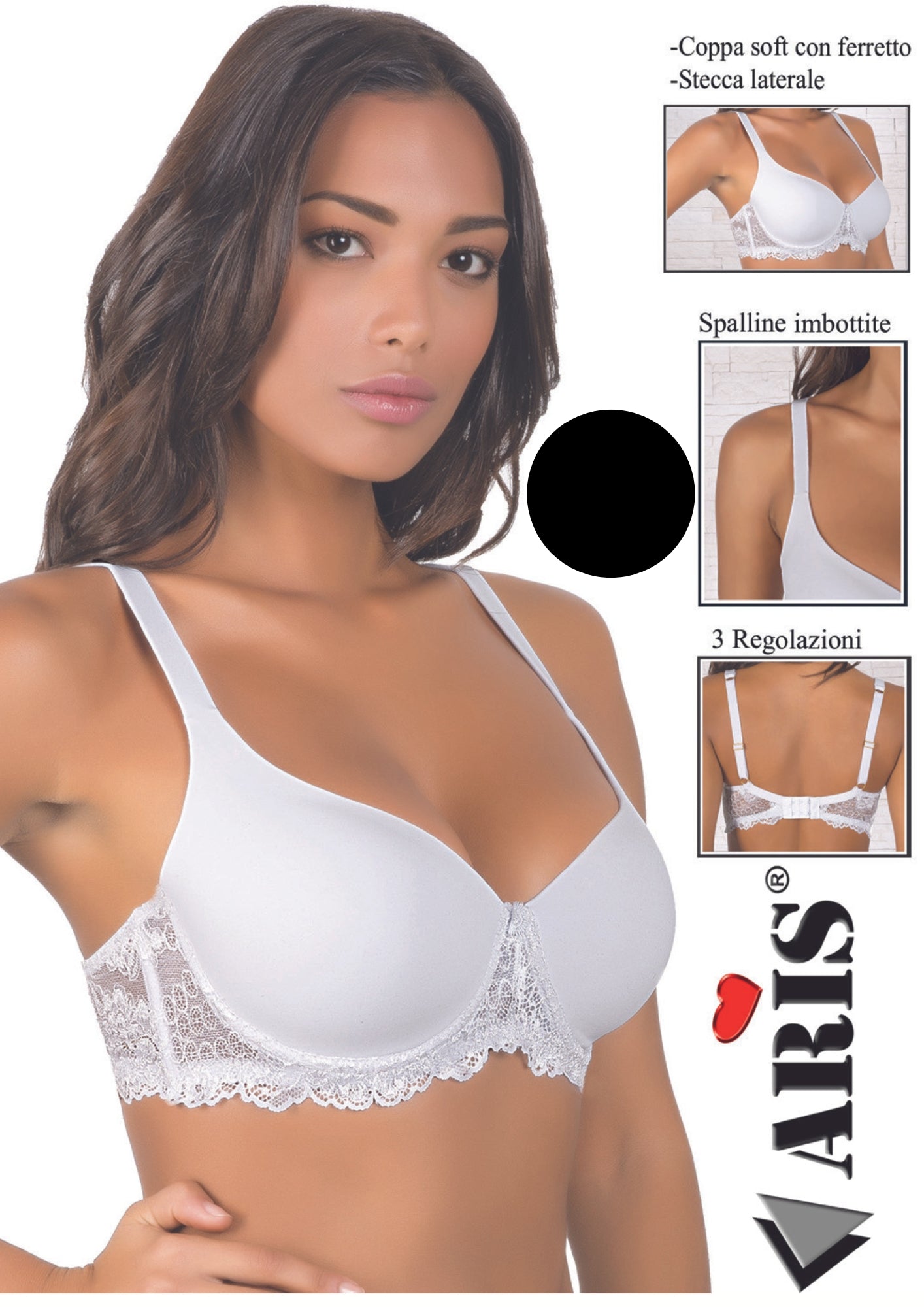 Reggiseno In Microfibra E Pizzo Coppa C Preformata Imbottita  Aris2008