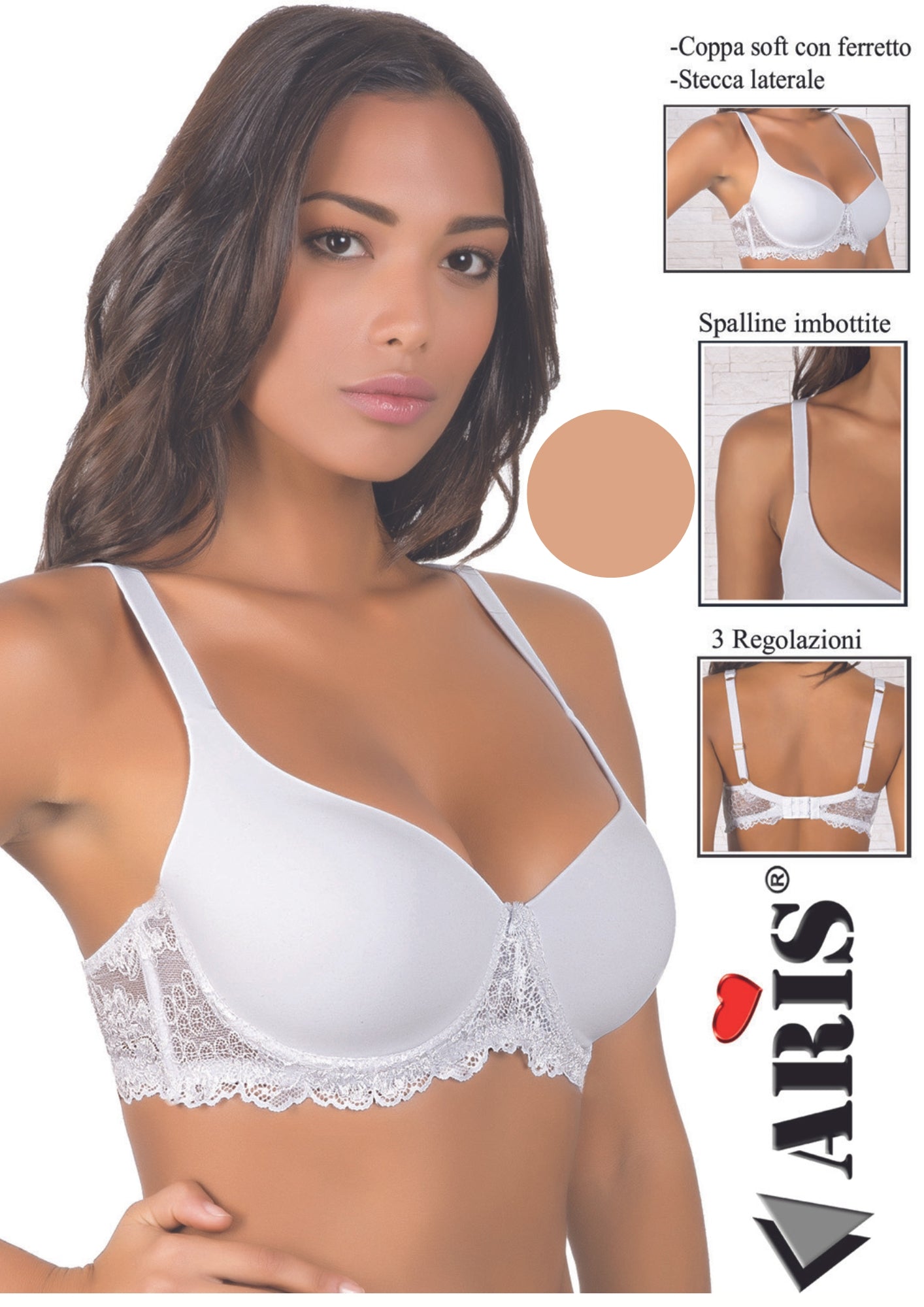 Reggiseno In Microfibra E Pizzo Coppa C Preformata Imbottita  Aris2008