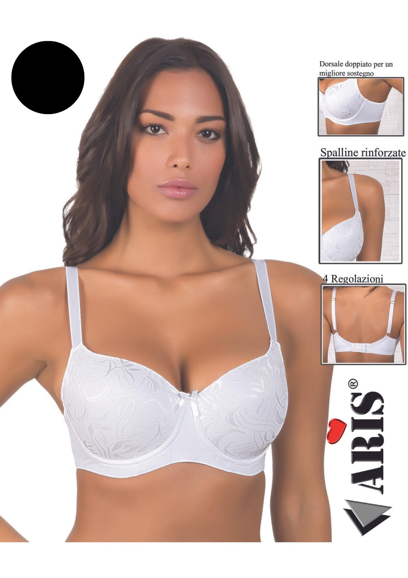 Reggiseno In Microfibra E Pizzo Coppa C Preformata Imbottita  Aris2014