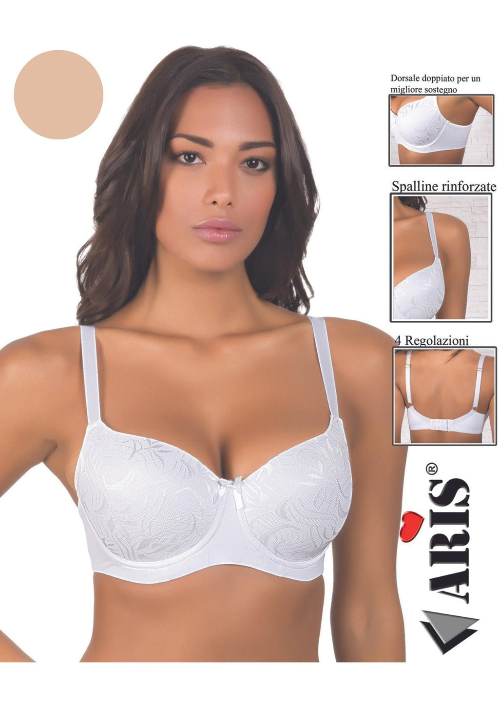 Reggiseno In Microfibra E Pizzo Coppa C Preformata Imbottita  Aris2014