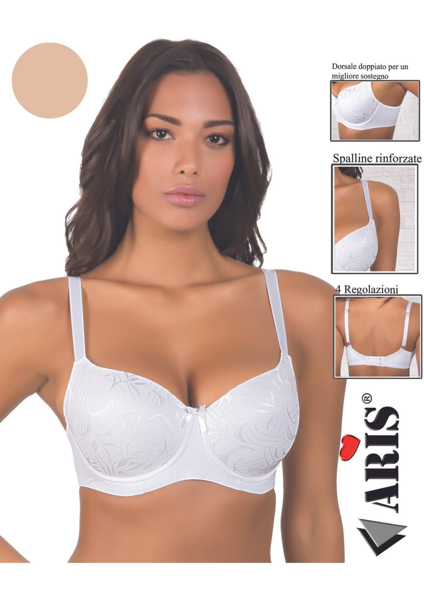 Reggiseno In Microfibra E Pizzo Coppa C Preformata Imbottita  Aris2014