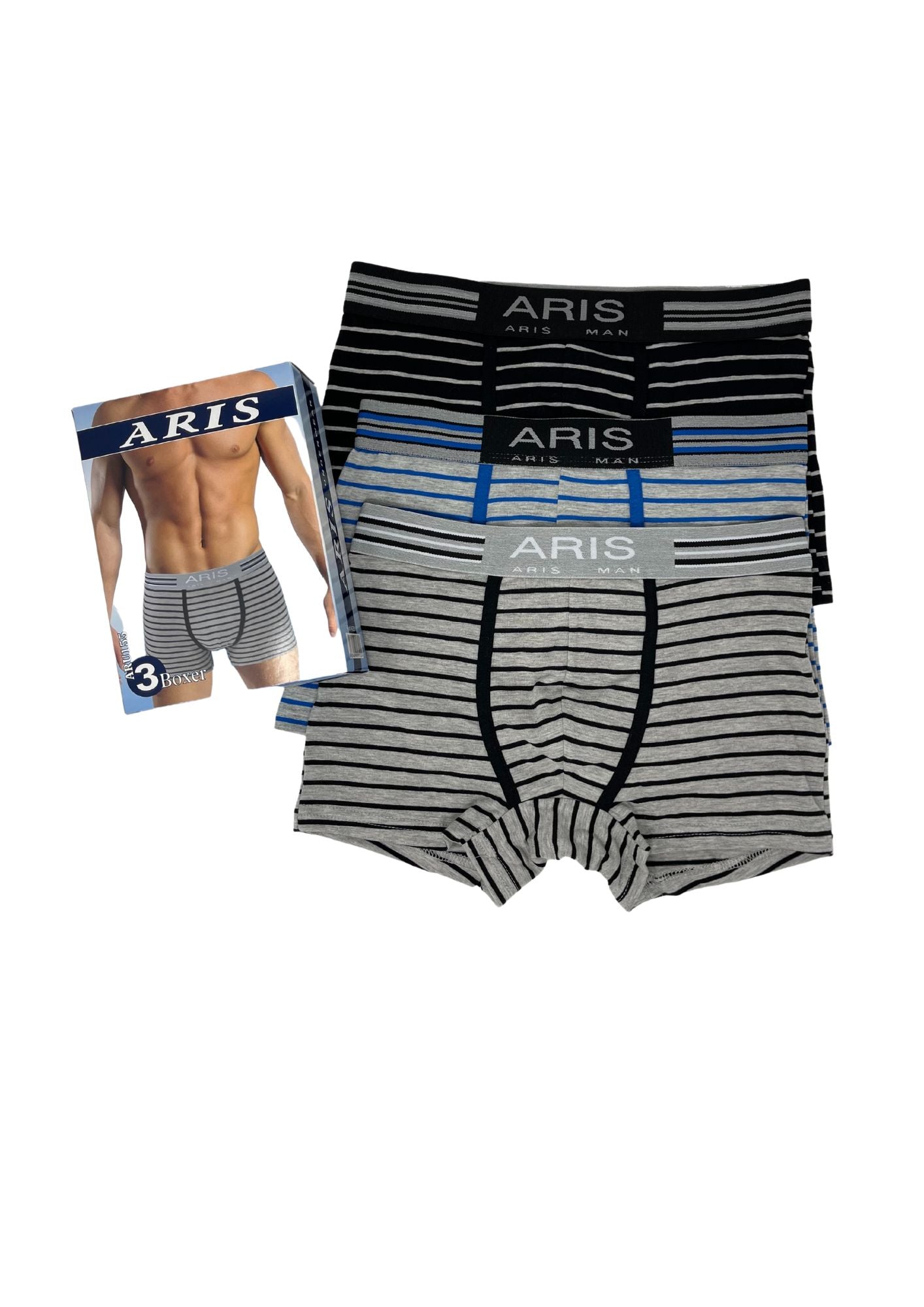 Aris - Boxer Uomo In Cotone Elasticizzato Pacco Da 3 Art. Aru155