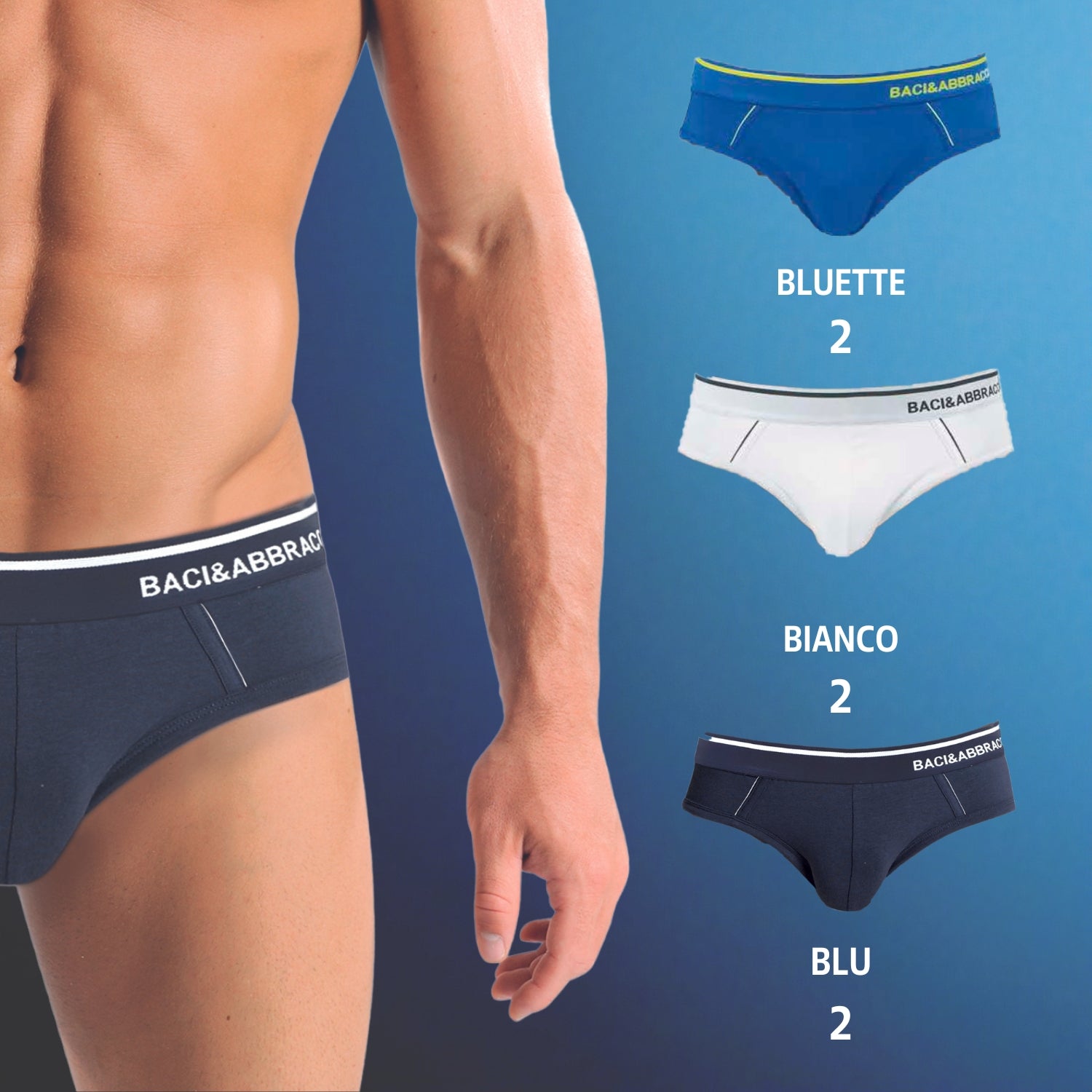 Baci E Abbracci - 6 Slip Uomo In Cotone Elasticizzato Bau443