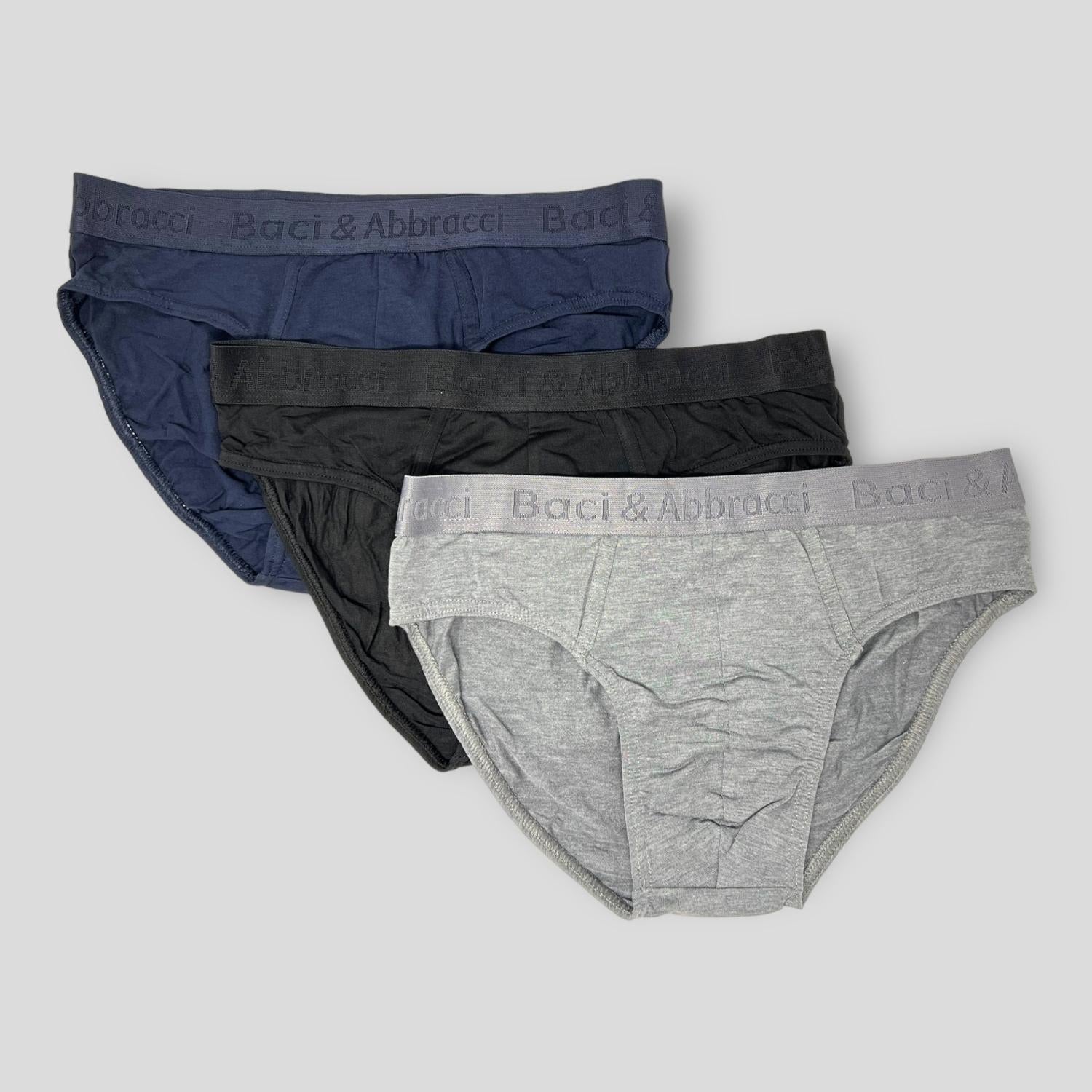 Baci & Abbracci - Set Da 6 Slip Uomo Cotone Modal - Mutande Con Elastico Esterno Tinta Unita  Art. Bau030