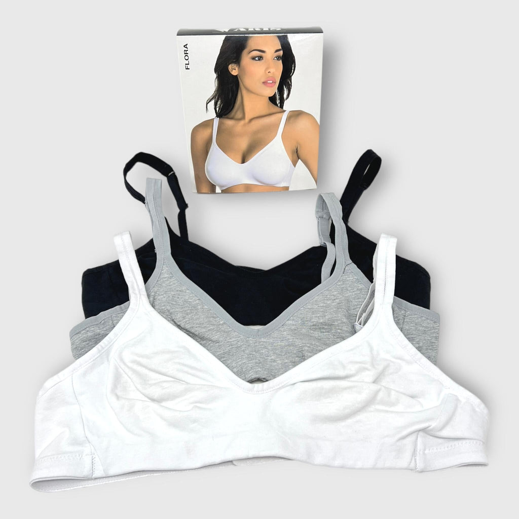Aris Reggiseno In Puro Cotone Coppe Preformate Senza Ferretto Coppa B  Art. Flora