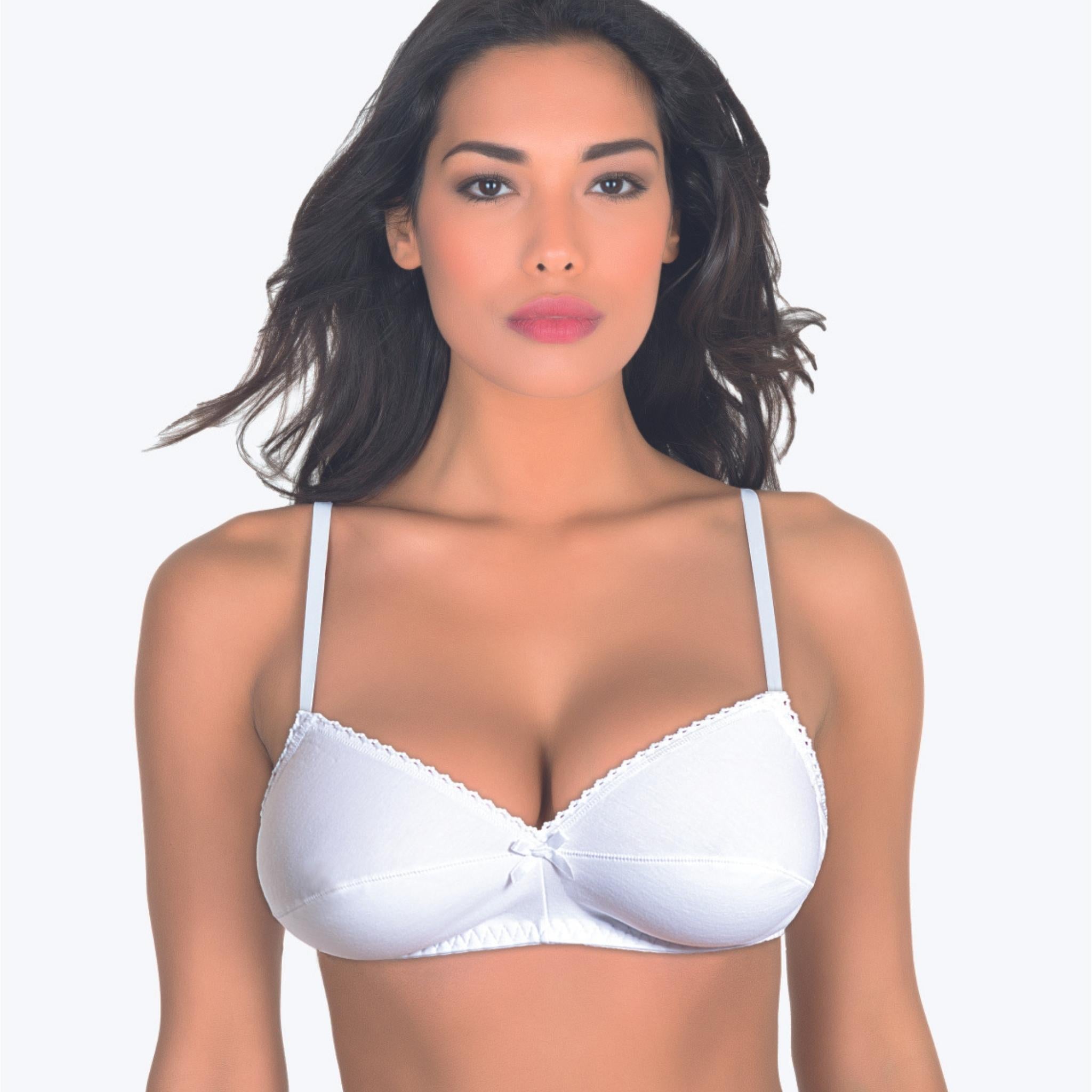 Aris Reggiseno In Puro Cotone Coppe Preformate Senza Ferretto  Coppa B  Art. Bianca