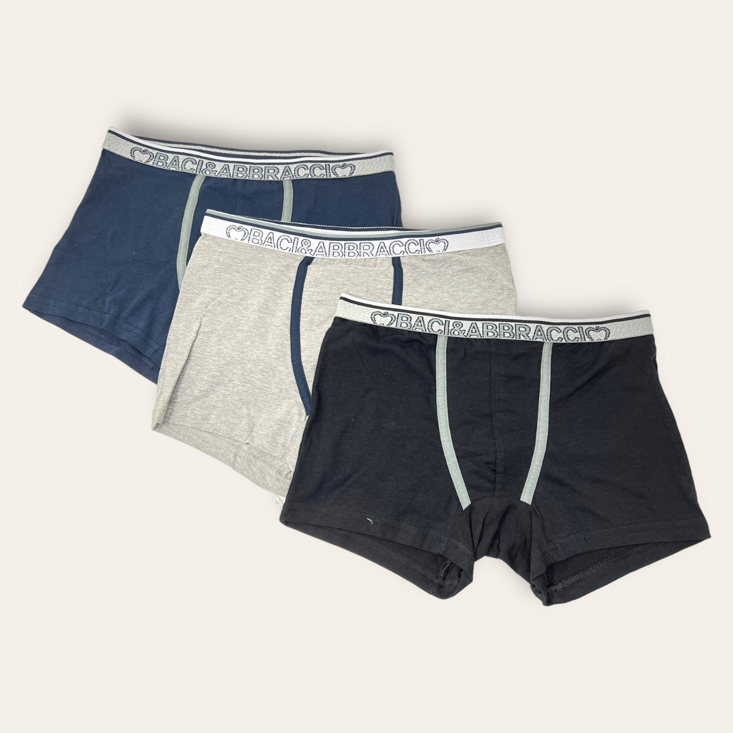 Baci&abbracci Pacco Da 6 Boxer Ragazzo Tinta Unita In Puro Cotone Elasticizzato Elastico Esterno  Art. Bau025