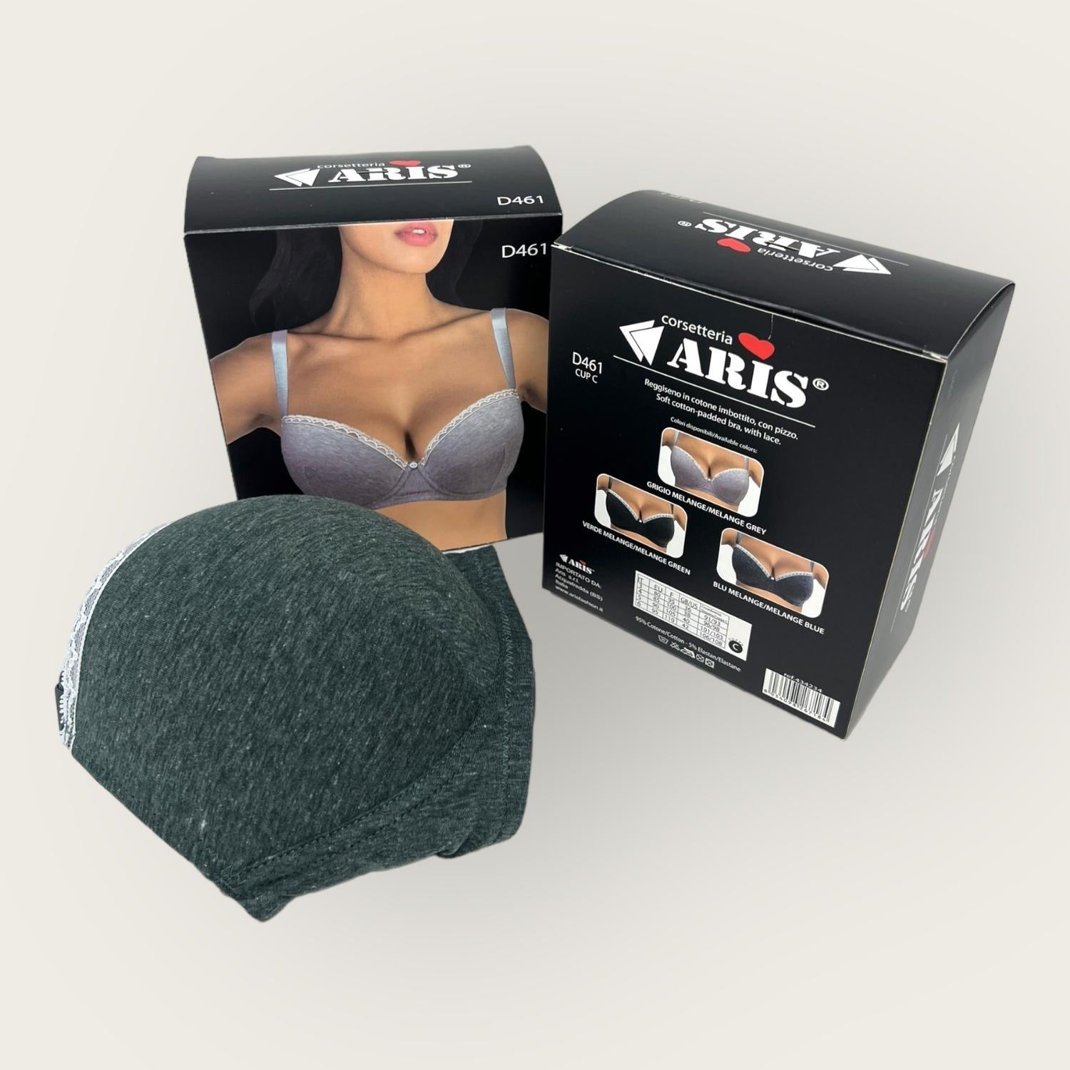 Aris - Reggiseno In Cotone E Pizzo Con Coppe Imbottite Coppa C  Art. D461