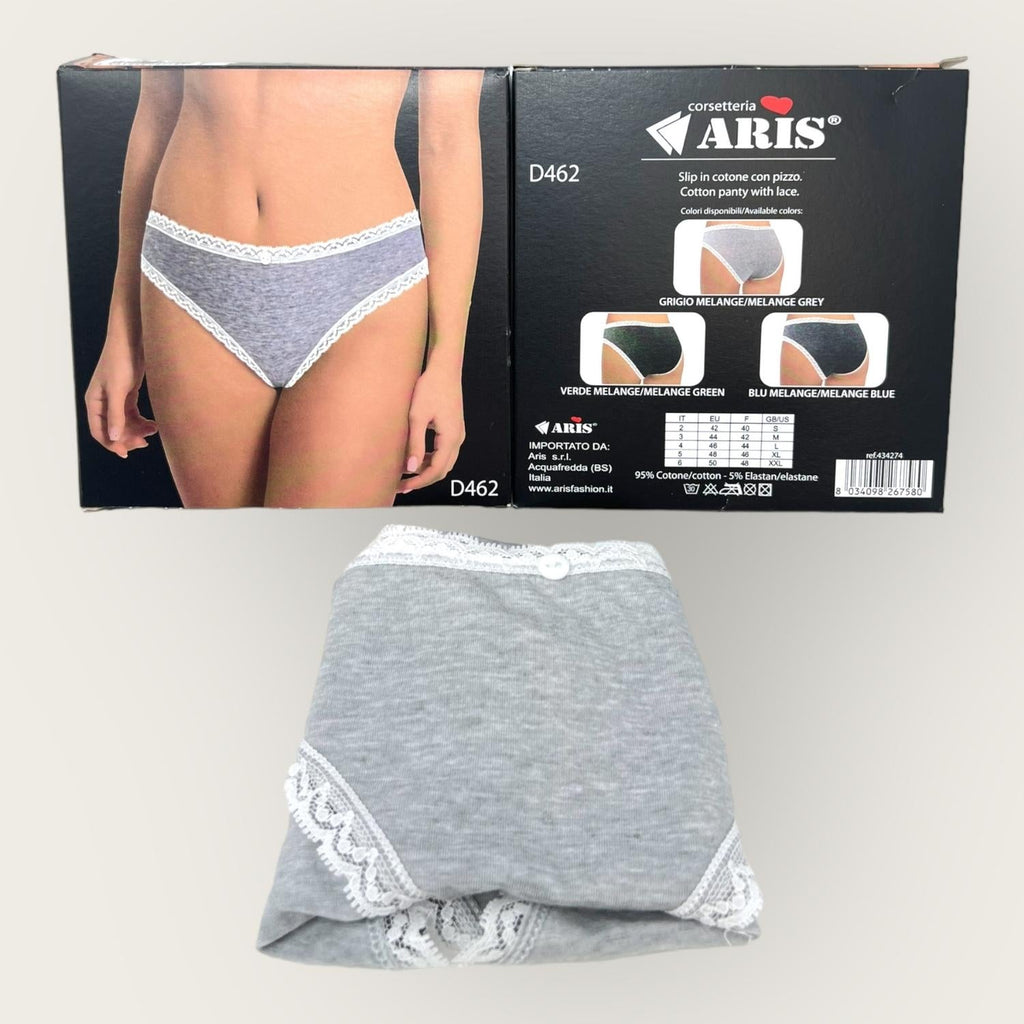 Aris Moda Slip Donna In Cotone Con Pizzo Elasticizzato  Art. D462