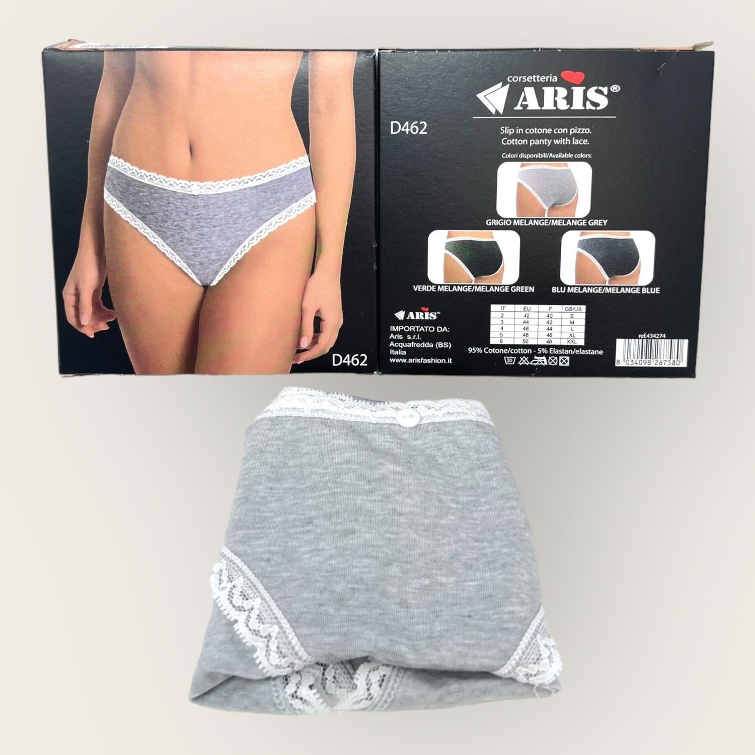 Aris Moda Slip Donna In Cotone Con Pizzo Elasticizzato  Art. D462