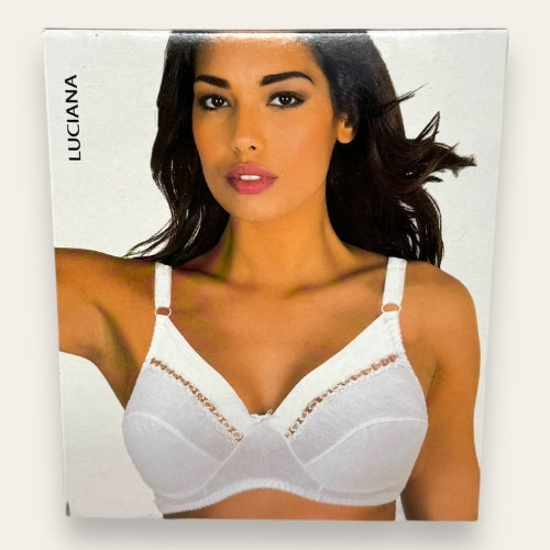 Aris Reggiseno In Puro Cotone Con Inserto In Pizzo E Spalline Rinforzate Coppa C  Art. Luciana