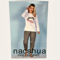 Nacshua - Pigiama Donna Serafino In Puro Cotone Con Pantalone Fantasia  Art. Gemma