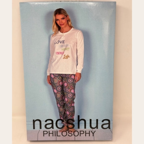 Nacshua - Pigiama Donna Serafino In Puro Cotone Pantalone Fantasia  Art. Dafne