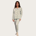 Bollicine Primavera - Pigiama Donna Cotone Serafino In Puro Cotone Pantalone Unito  Art. Camilla