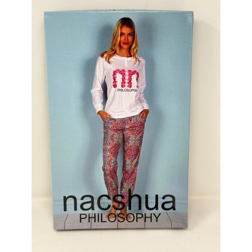 Nacshua - Pigiama Donna Serafino In Puro Cotone Pantalone Fantasia  Art. Lobelia