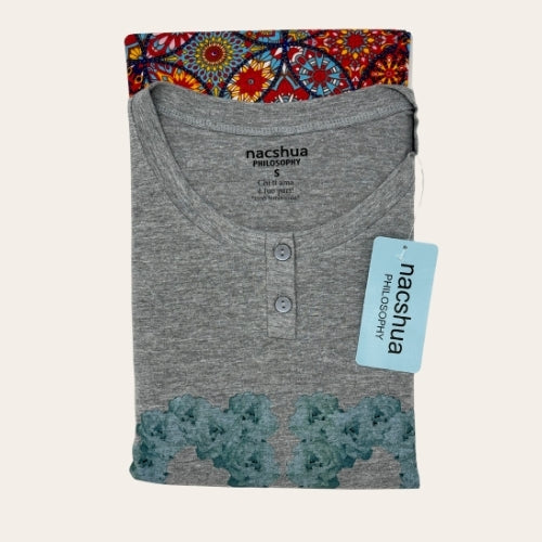 Nacshua - Pigiama Donna Serafino In Puro Cotone Pantalone Fantasia  Art. Lobelia