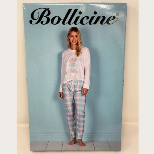 Bollicine Primavera - Pigiama Donna Girocollo In Puro Cotone Pantalone Fantasia  Art. Shakti