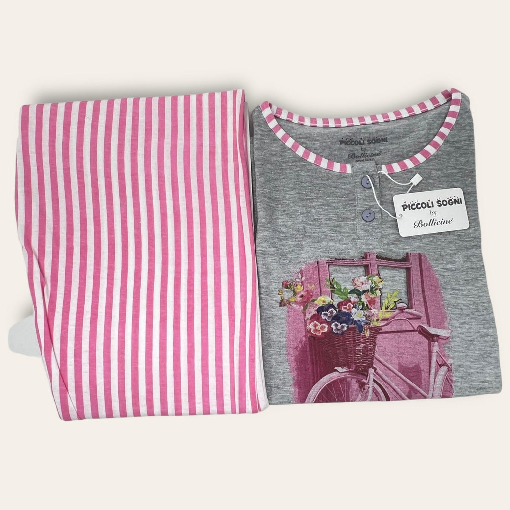 Bollicine Pigiama Bimba Lungo In Puro Cotone Stampato  Art. Bianca