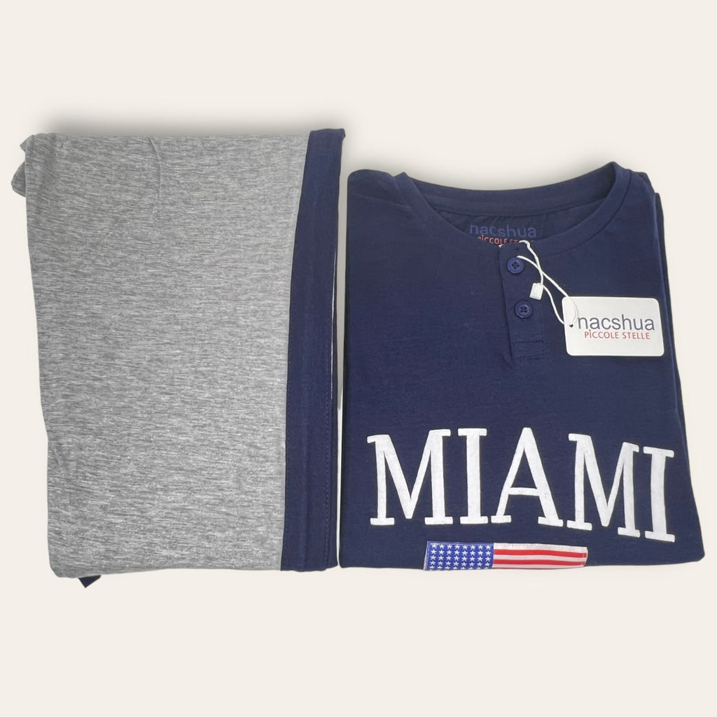 Nacshua Pigiama Bimbo Lungo In Puro Cotone Pantalone Con Tasche Art. Bryan