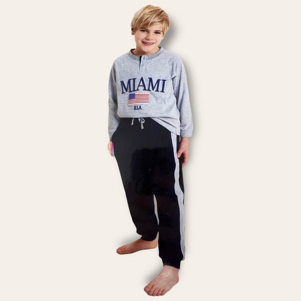 Nacshua Pigiama Bimbo Lungo In Puro Cotone Pantalone Con Tasche Art. Bryan