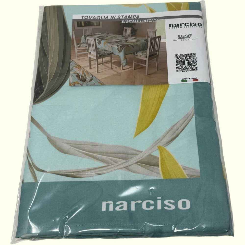 Narciso - Tovaglia Tavola X12 140x240 In Stampa Digitale  Art. Serv447 Leaf