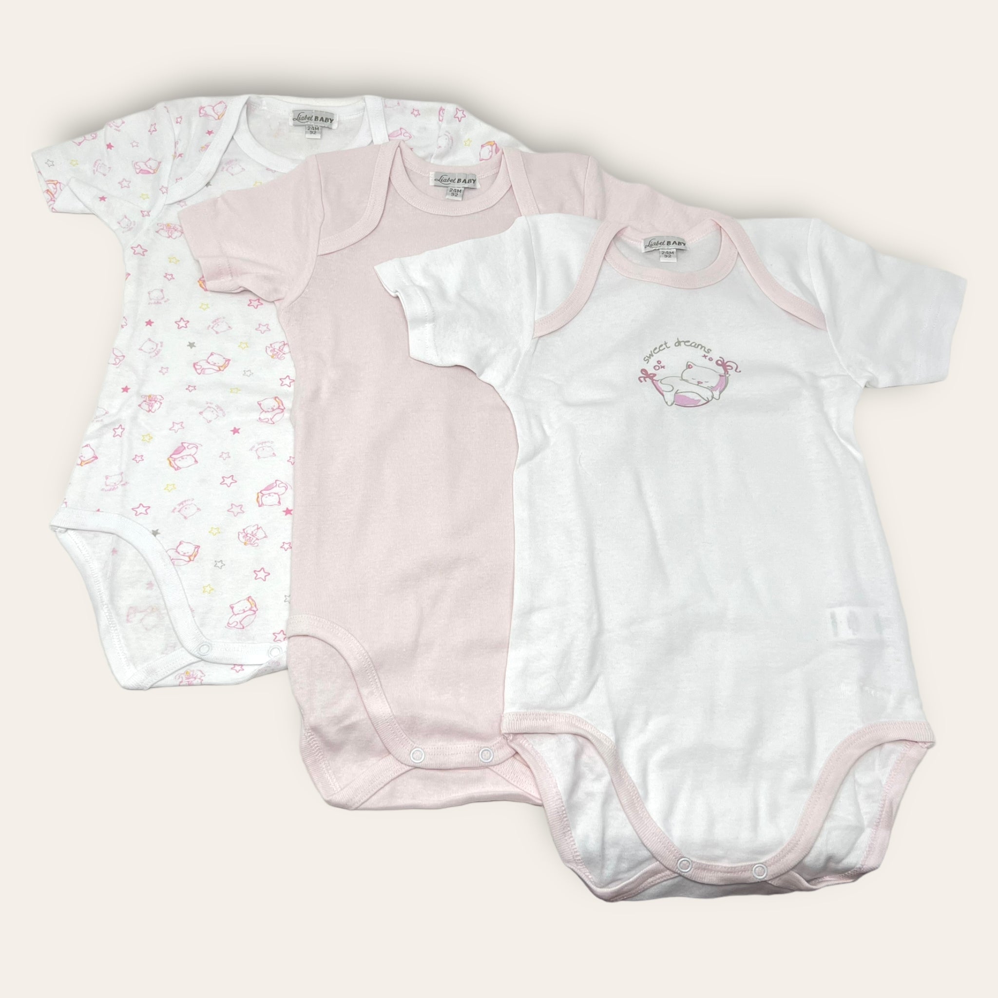 Liabel Confezione Da 3 Pezzi Body Neonato-a Mezza Manica In Puro Cotone Stampato Art.05832b-t1407