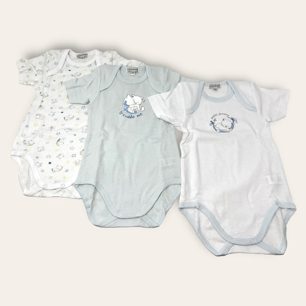 Liabel Confezione Da 3 Pezzi Body Neonato-a Mezza Manica In Puro Cotone Stampato Art.05832b-t1407