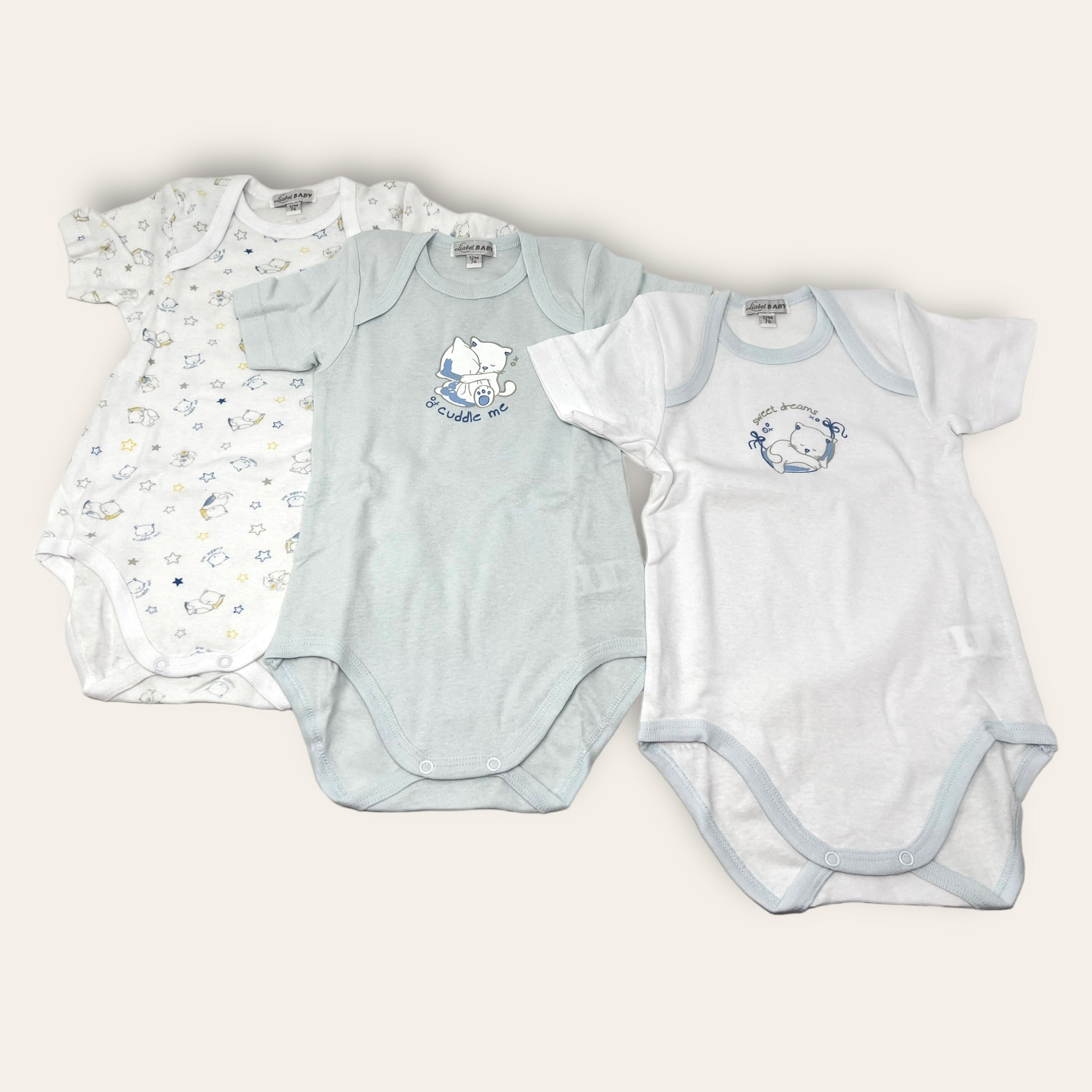 Liabel Confezione Da 3 Pezzi Body Neonato-a Mezza Manica In Puro Cotone Stampato Art.05832b-t1407