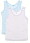 2 Canotte Bimbo In Cotone 1 Bianca 1 Celeste Art.y9648-d223
