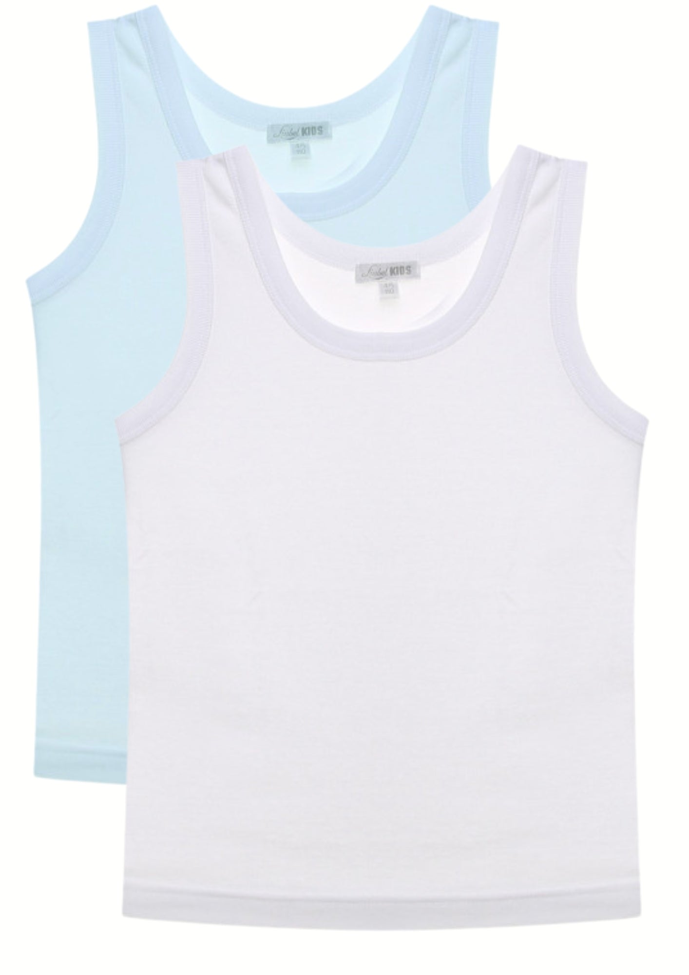 2 Canotte Bimbo In Cotone 1 Bianca 1 Celeste Art.y9648-d223