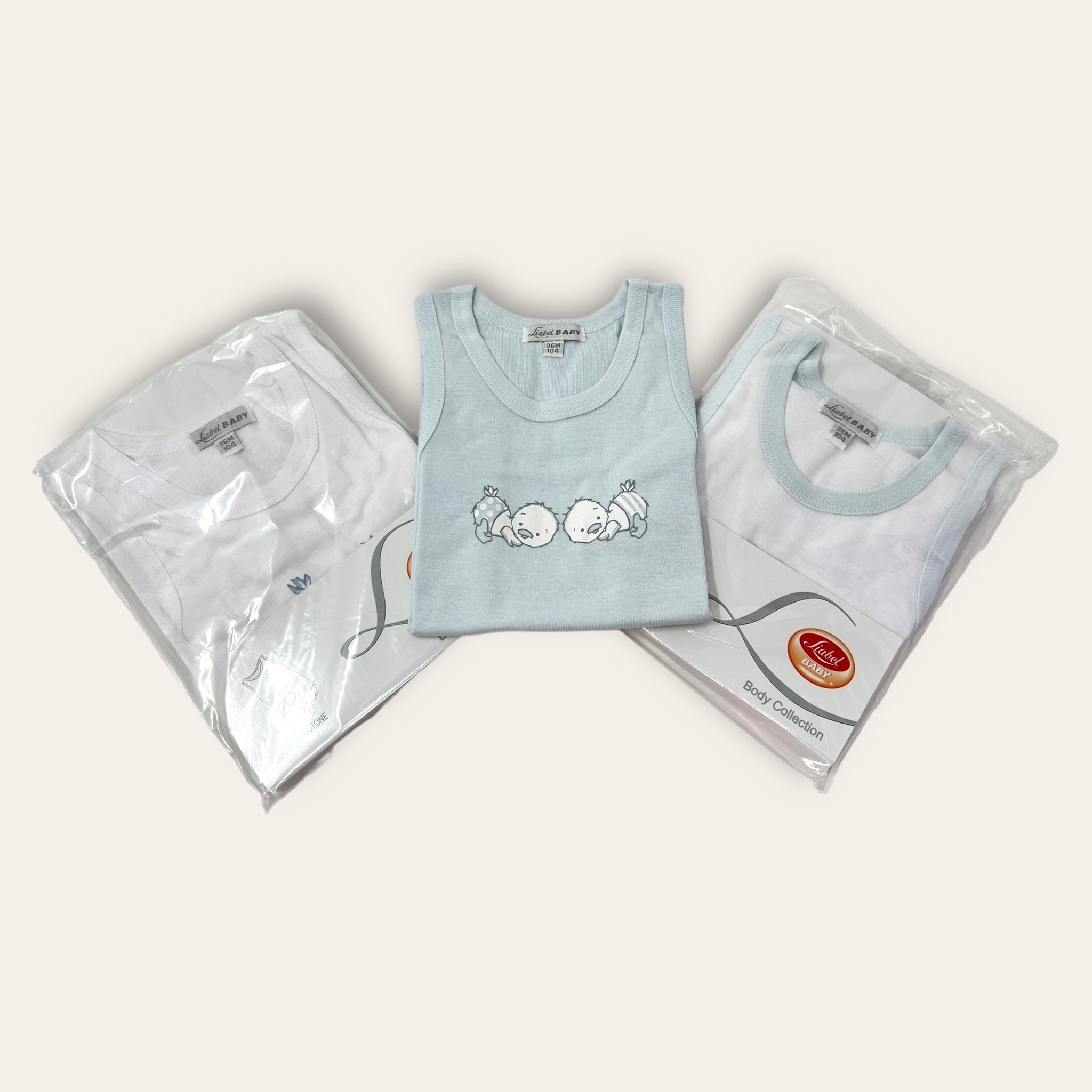 Liabel Confezione 3 Pezzi Body Neonato A Spalla Larga In Puro Cotone Stampato Art. 05832b-557