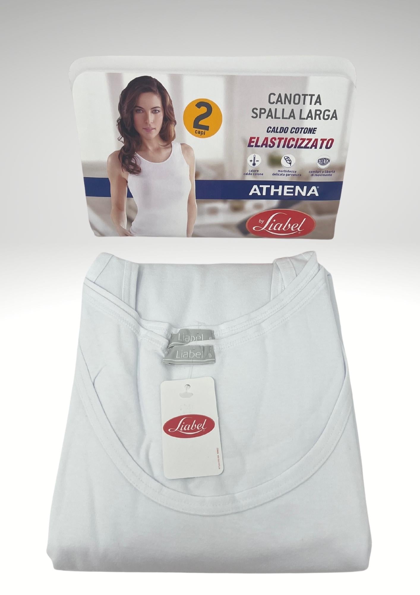 Liabel - Pacco Da 2 - Canotta Donna Caldo Cotone Elasticizzato Bianca E Nera A4868-d16
