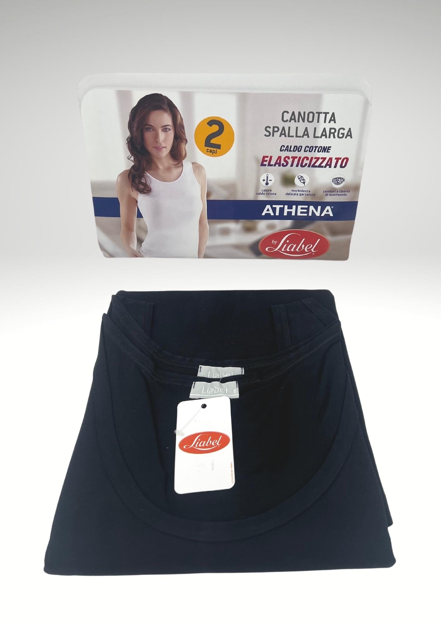 Liabel - Pacco Da 2 - Canotta Donna Caldo Cotone Elasticizzato Bianca E Nera A4868-d16