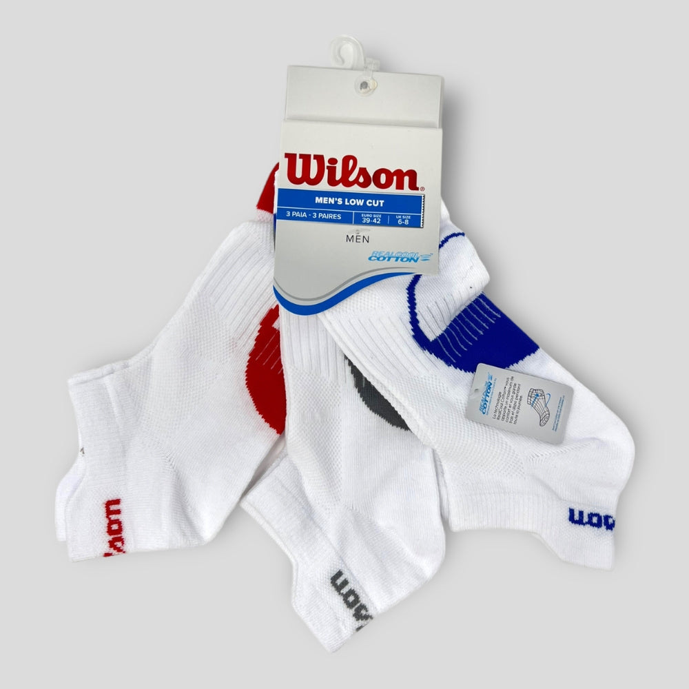 Wilson 3 Paia Fantasmino Uomo In Spugna 100% Cotone Sportivo Modello Tennis - Traspirante  3 Varianti  Art. Zm01