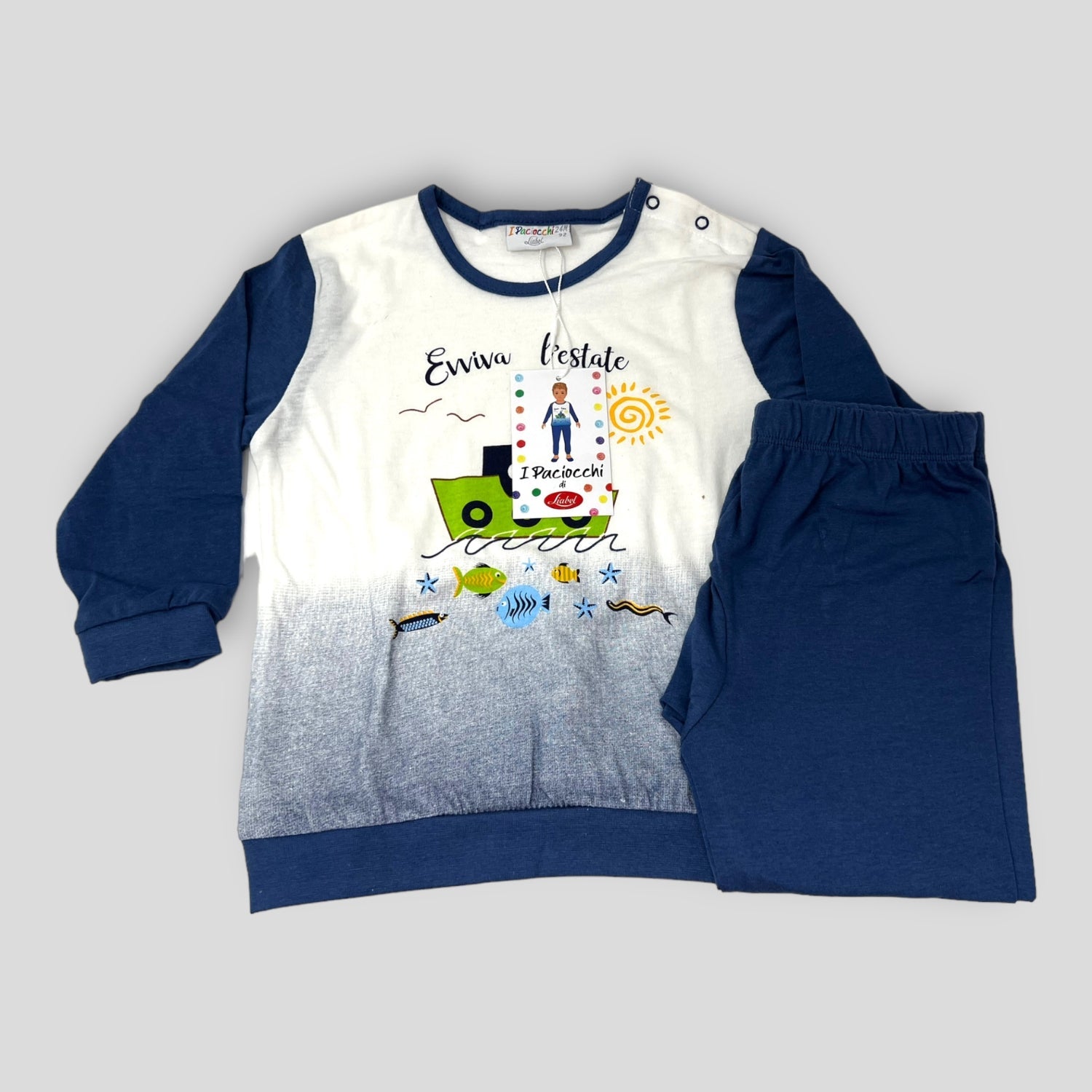 Liabel Pigiama Neonato Lungo In Puro Cotone Stampato  Art.pne21l2