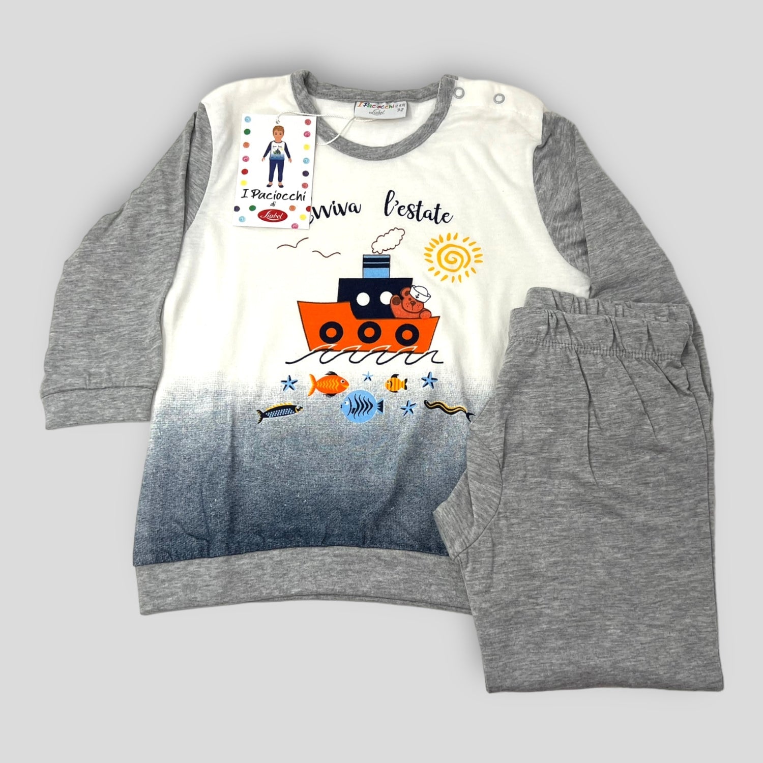 Liabel Pigiama Neonato Lungo In Puro Cotone Stampato  Art.pne21l2