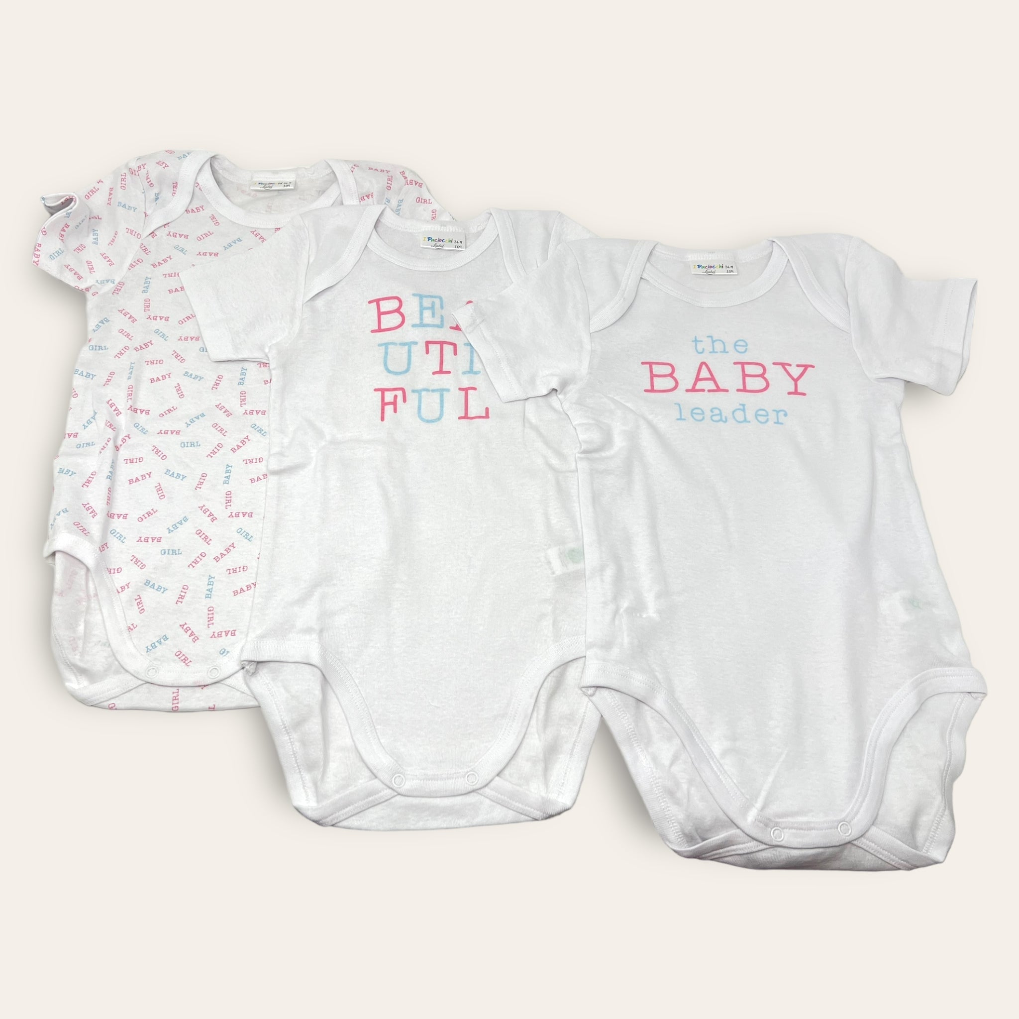 Liabel Confezione Da 3 Pezzi Body Neonato-a Mezza Manica In Caldo Cotone 100% Stampato Art. 05832-t507