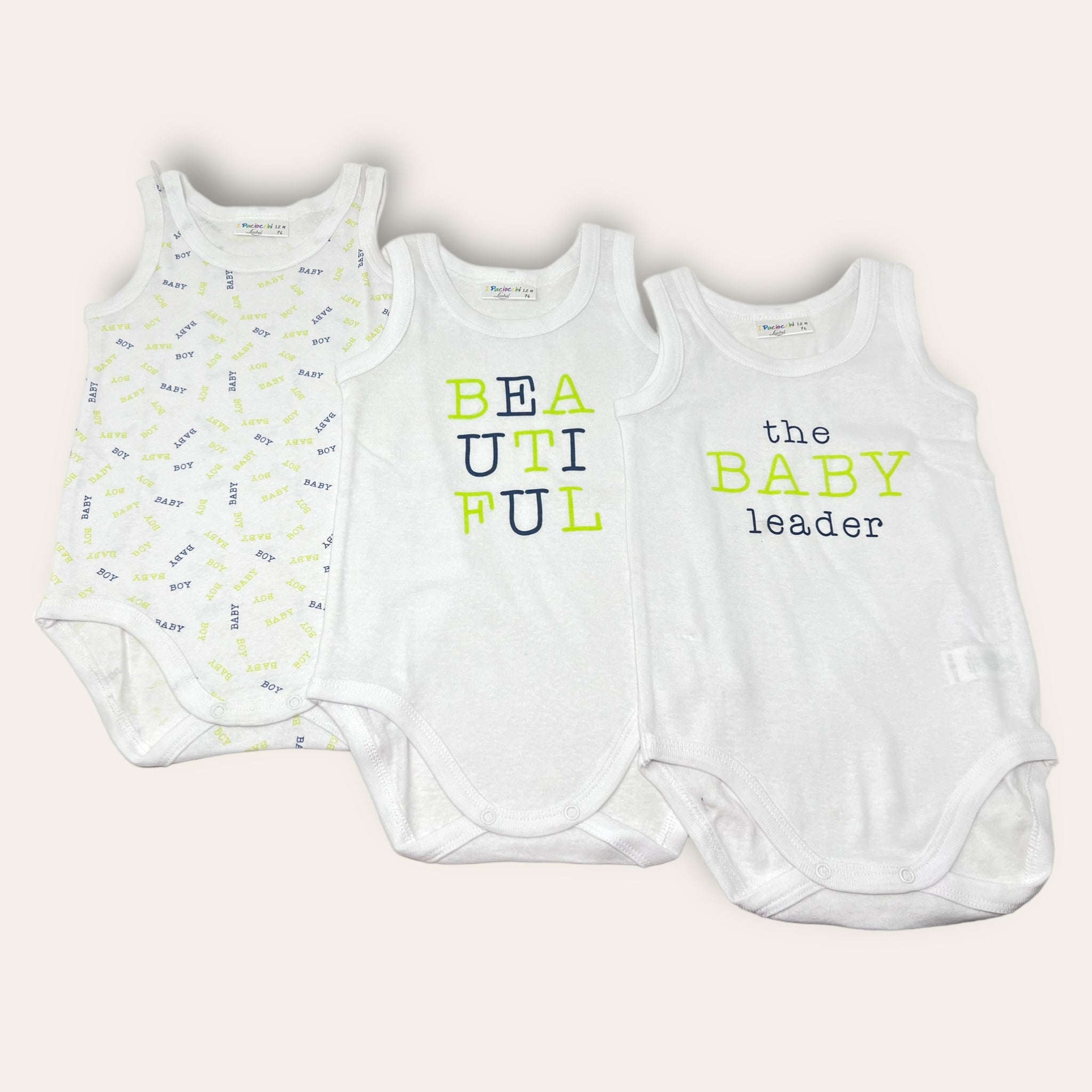 Liabel Confezione Da 3 Pezzi Body Neonato-a Spalla Larga In Puro Cotone Stampato Art. 05832-t557