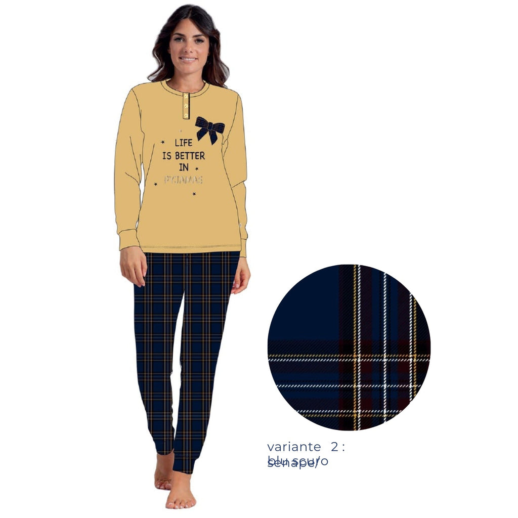 Irge Fashion -pigiama Donna 3 Bottoni In Caldo Cotone Stampato  Art. Mi1674