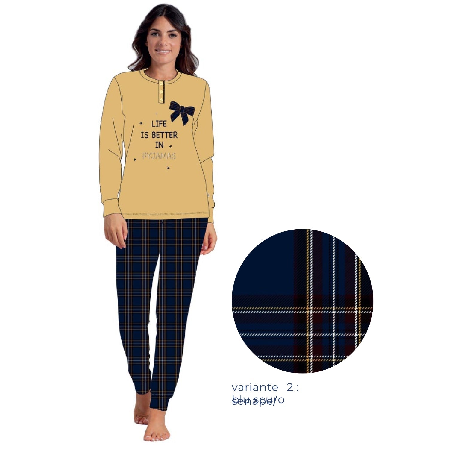 Irge Fashion -pigiama Donna 3 Bottoni In Caldo Cotone Stampato  Art. Mi1674
