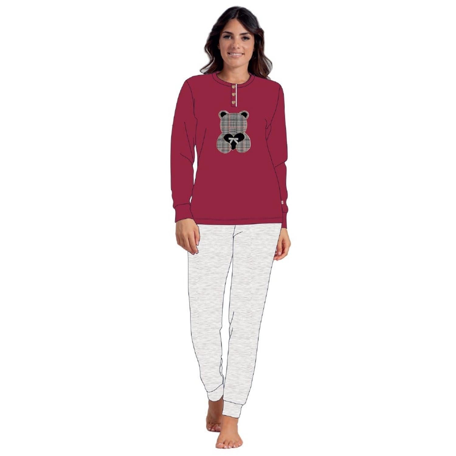 Irge Pigiama Donna Serafino Ricamato In Caldo Cotone 100%