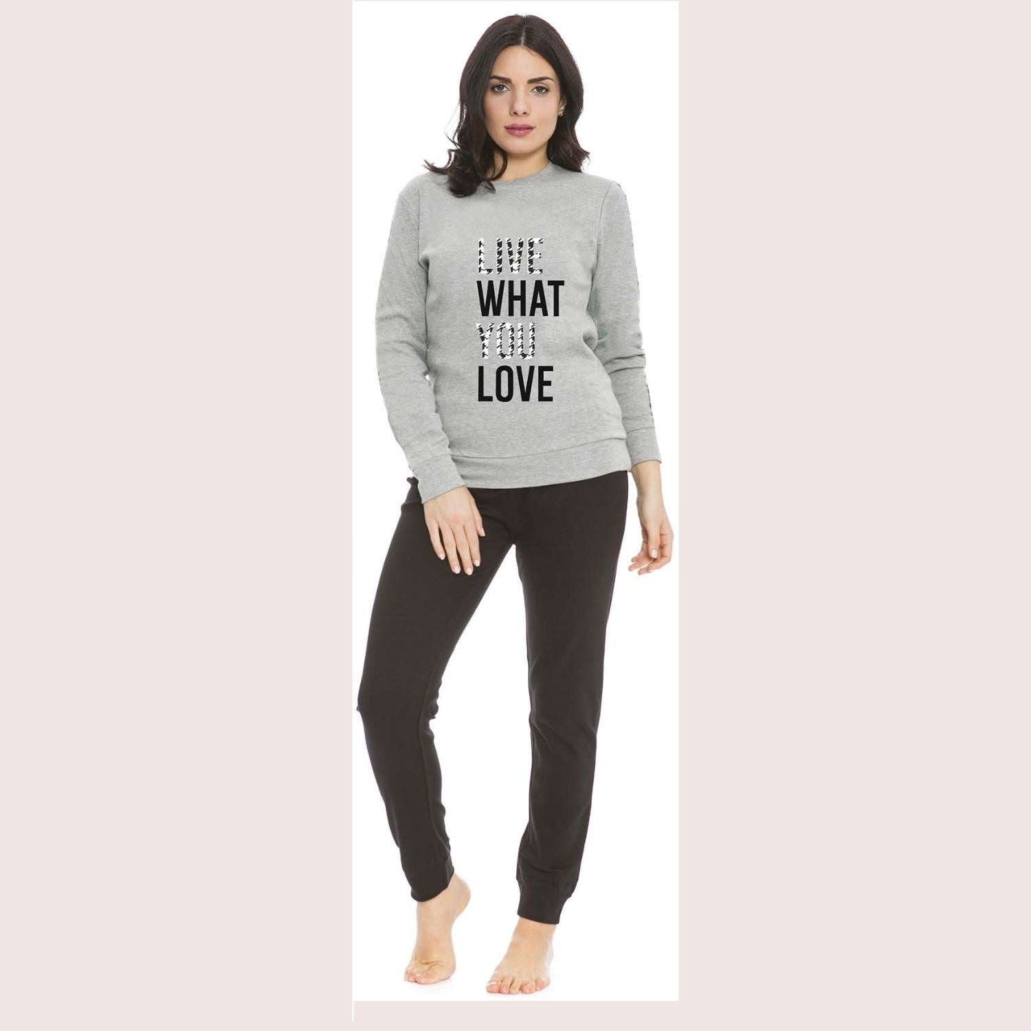 Irge Donna Tuta Donna In Felpa Con Maglia Stampata E Pantalone Stretto Con Tasche  Art. Fdi018