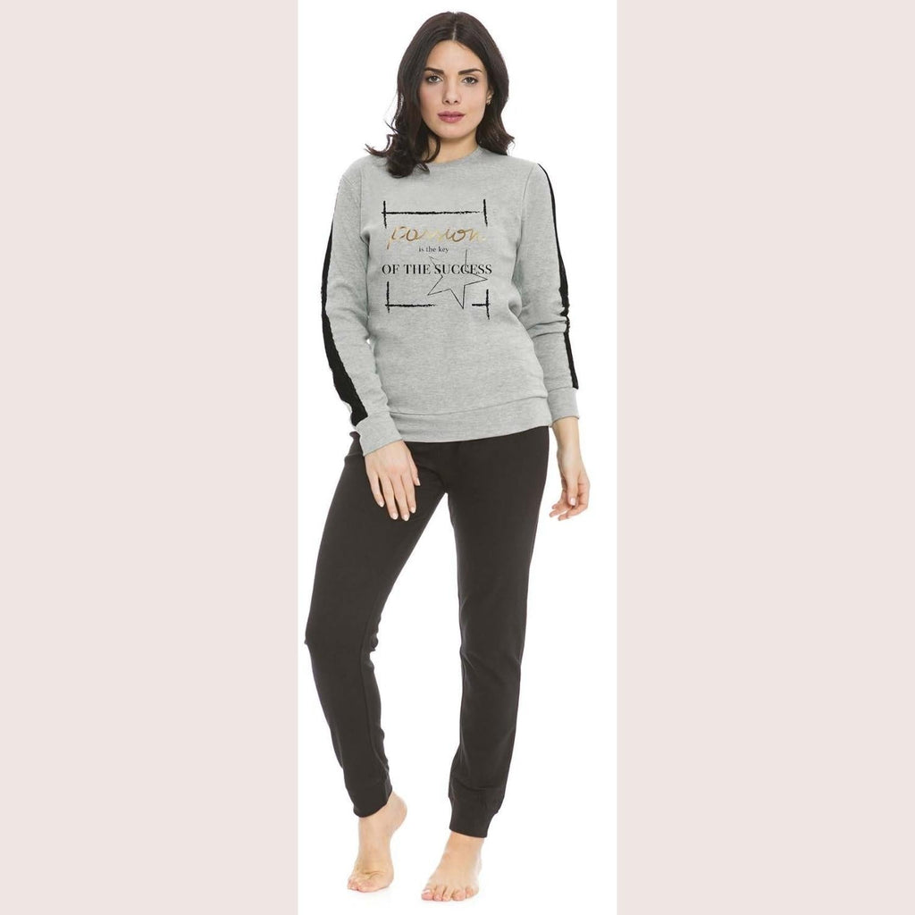 Irge Donna Tuta Donna In Felpa Con Maglia Stampata E Pantalone Stretto Con Tasche  Art.fdi019