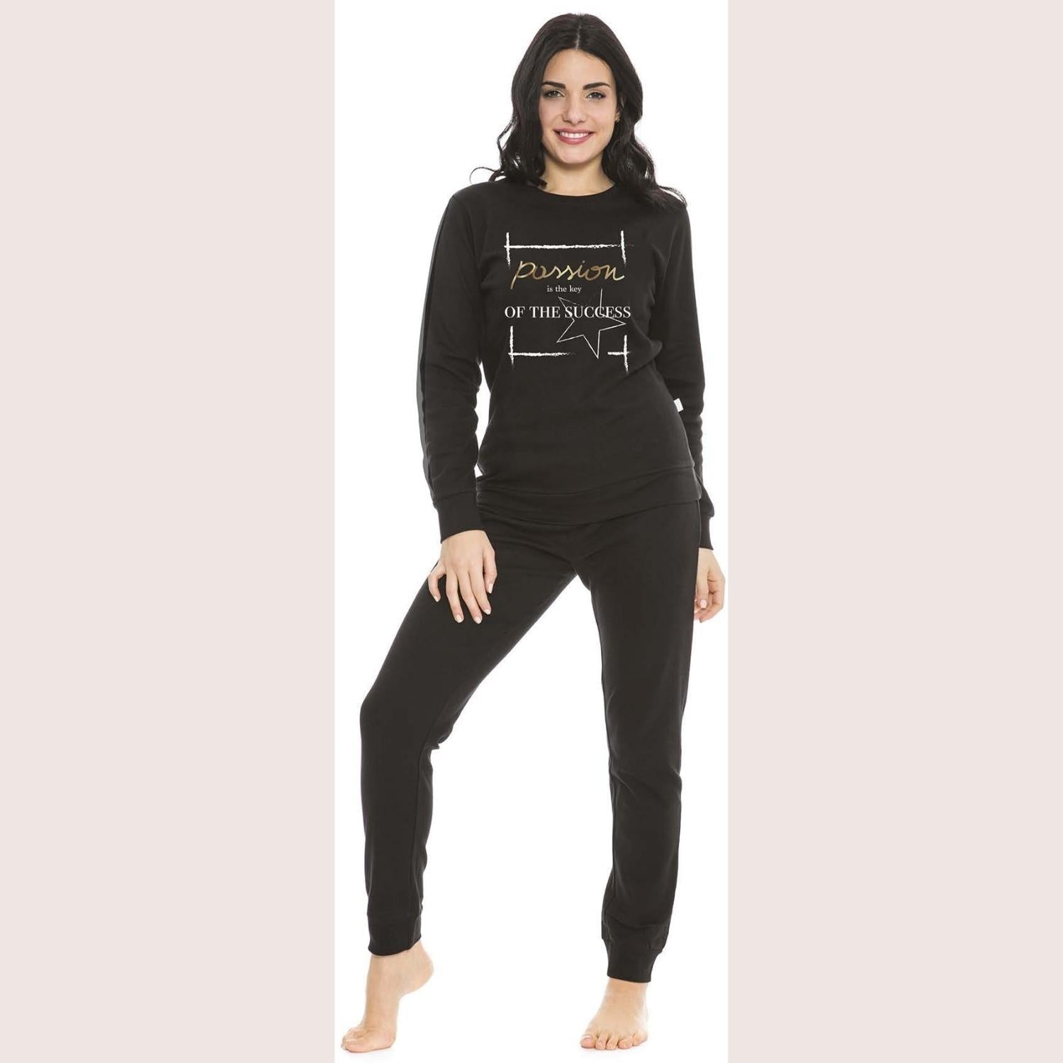 Irge Donna Tuta Donna In Felpa Con Maglia Stampata E Pantalone Stretto Con Tasche  Art.fdi019