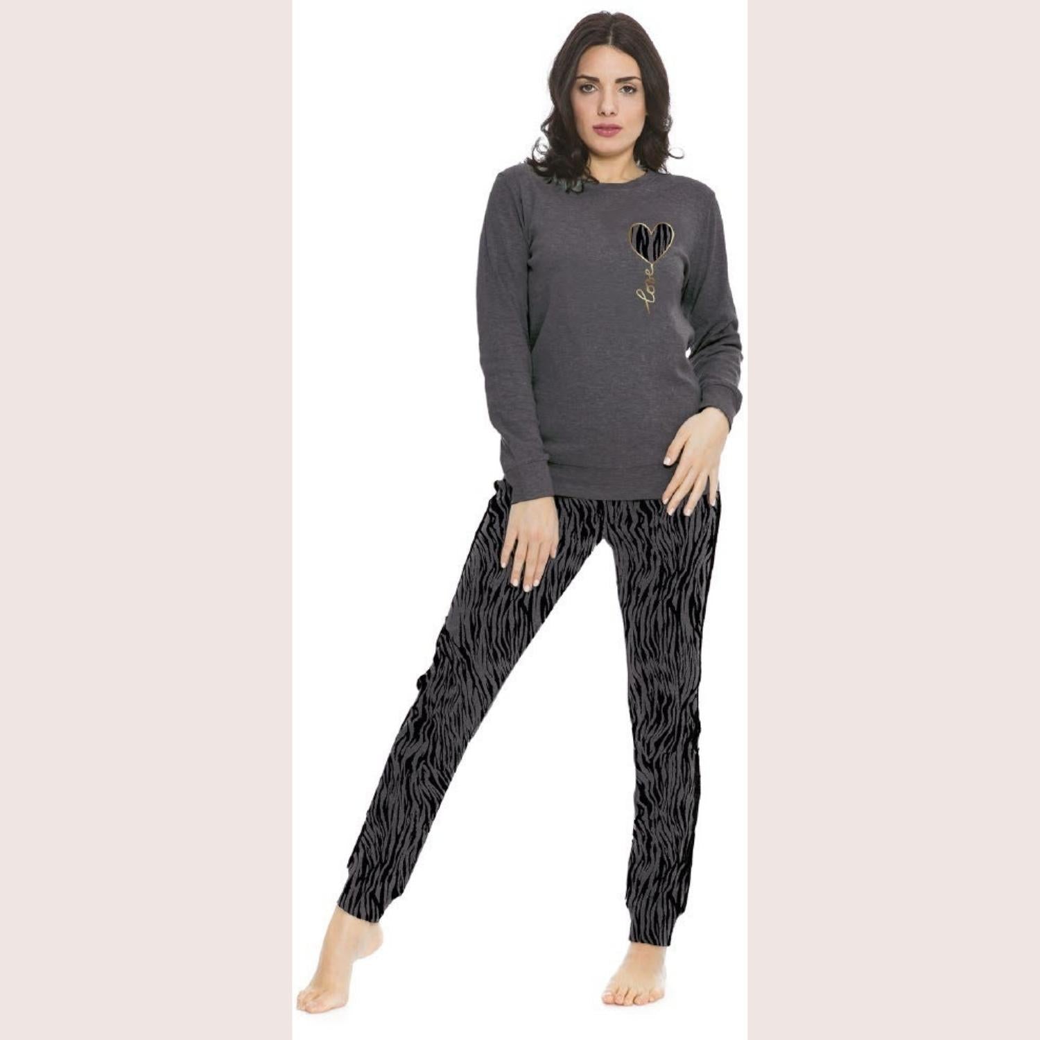 Irge Donna Tuta Donna In Felpa Con Maglia Stampata E Pantalone Stretto Con Tasche  Art. Fdi020